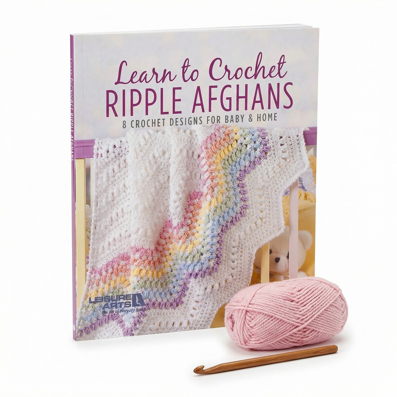 Leisure Arts Learn to Crochet Ripple Afghans Book, 8 Crochet Afghan Patterns for Baby and Home, Ripple Stitch Blanket Designs, Pocket Size Softcover, 48 Pages